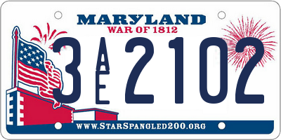 MD license plate 3AE2102