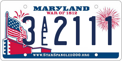 MD license plate 3AE2111