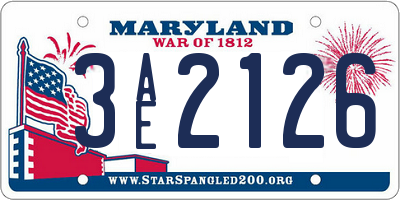 MD license plate 3AE2126