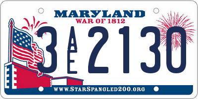 MD license plate 3AE2130