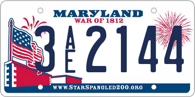 MD license plate 3AE2144
