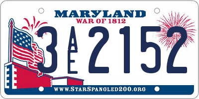 MD license plate 3AE2152