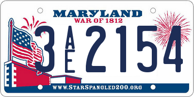 MD license plate 3AE2154