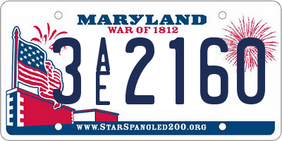 MD license plate 3AE2160