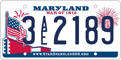 MD license plate 3AE2189