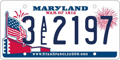 MD license plate 3AE2197