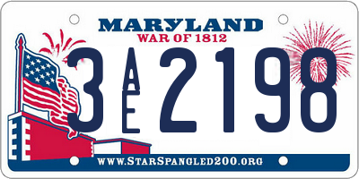 MD license plate 3AE2198