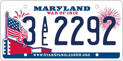 MD license plate 3AE2292