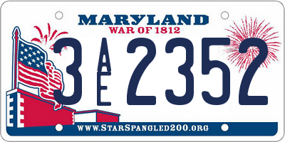 MD license plate 3AE2352