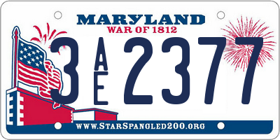 MD license plate 3AE2377