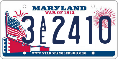 MD license plate 3AE2410
