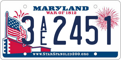 MD license plate 3AE2451