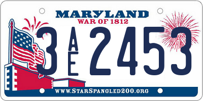 MD license plate 3AE2453