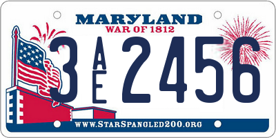 MD license plate 3AE2456