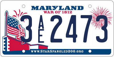MD license plate 3AE2473