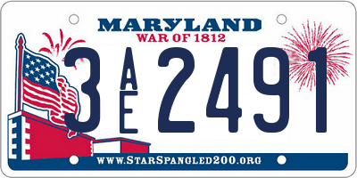 MD license plate 3AE2491