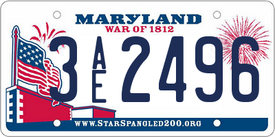 MD license plate 3AE2496
