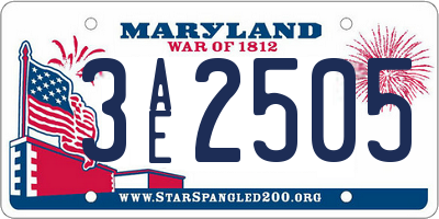 MD license plate 3AE2505
