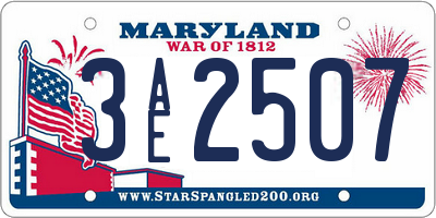 MD license plate 3AE2507