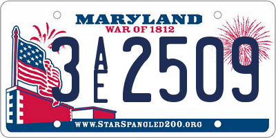 MD license plate 3AE2509