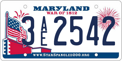 MD license plate 3AE2542