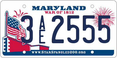 MD license plate 3AE2555