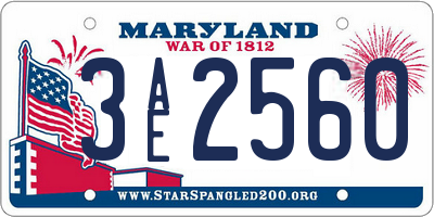 MD license plate 3AE2560