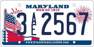 MD license plate 3AE2567