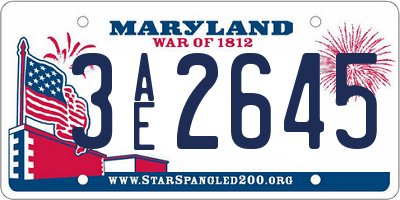 MD license plate 3AE2645