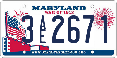 MD license plate 3AE2671
