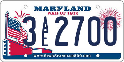 MD license plate 3AE2700
