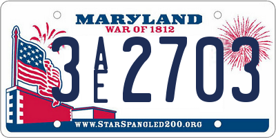 MD license plate 3AE2703