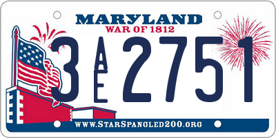 MD license plate 3AE2751
