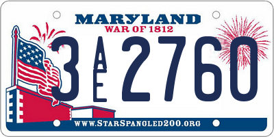 MD license plate 3AE2760
