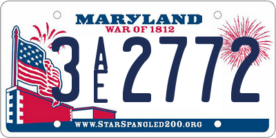 MD license plate 3AE2772
