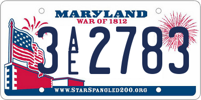 MD license plate 3AE2783