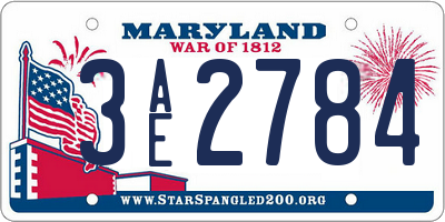 MD license plate 3AE2784