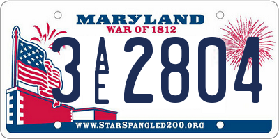 MD license plate 3AE2804