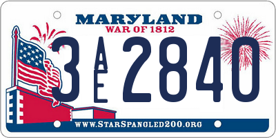 MD license plate 3AE2840