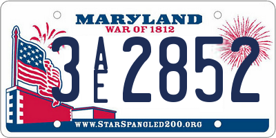 MD license plate 3AE2852