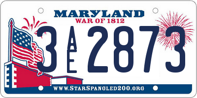 MD license plate 3AE2873