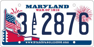 MD license plate 3AE2876