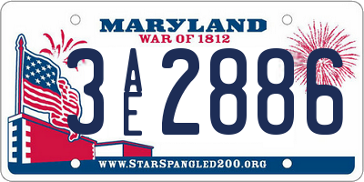 MD license plate 3AE2886