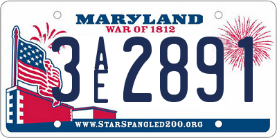 MD license plate 3AE2891