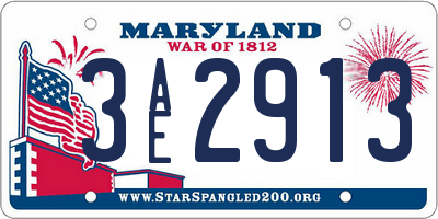 MD license plate 3AE2913