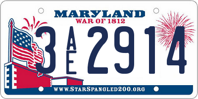 MD license plate 3AE2914