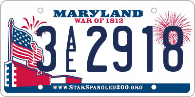 MD license plate 3AE2918