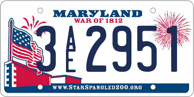MD license plate 3AE2951