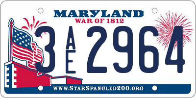 MD license plate 3AE2964