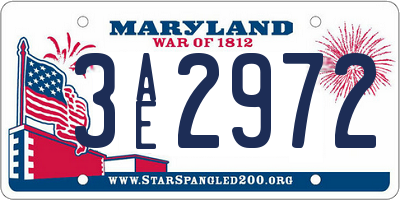 MD license plate 3AE2972
